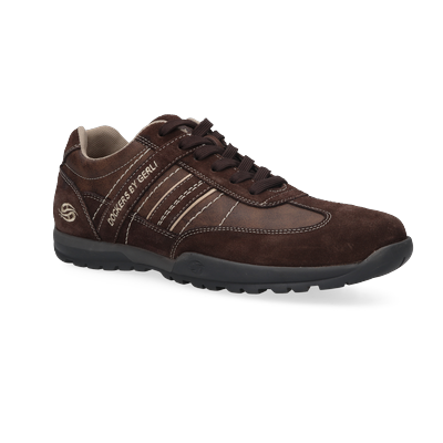 Schnürschuh DOCKERS BY GERLI, Herren, Gr. 42, Textil, braun (dunkelbraun), Leder, Schuhe Schnürschuh, Freizeitschuh, Halbschuh, Outdoorschuh mit Profilsohle