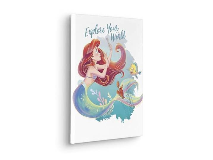 Komar Keilrahmenbild - Disney Ariel Explore your World - Größe: 30 x 40 cm - Kinderzimmer, Wanddekoration, Blau