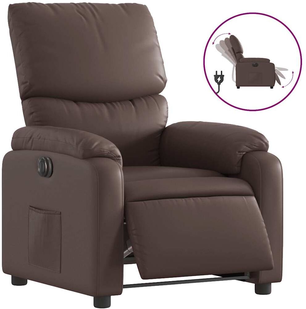 vidaXL Fauteuil inclinable électrique Marron Similicuir