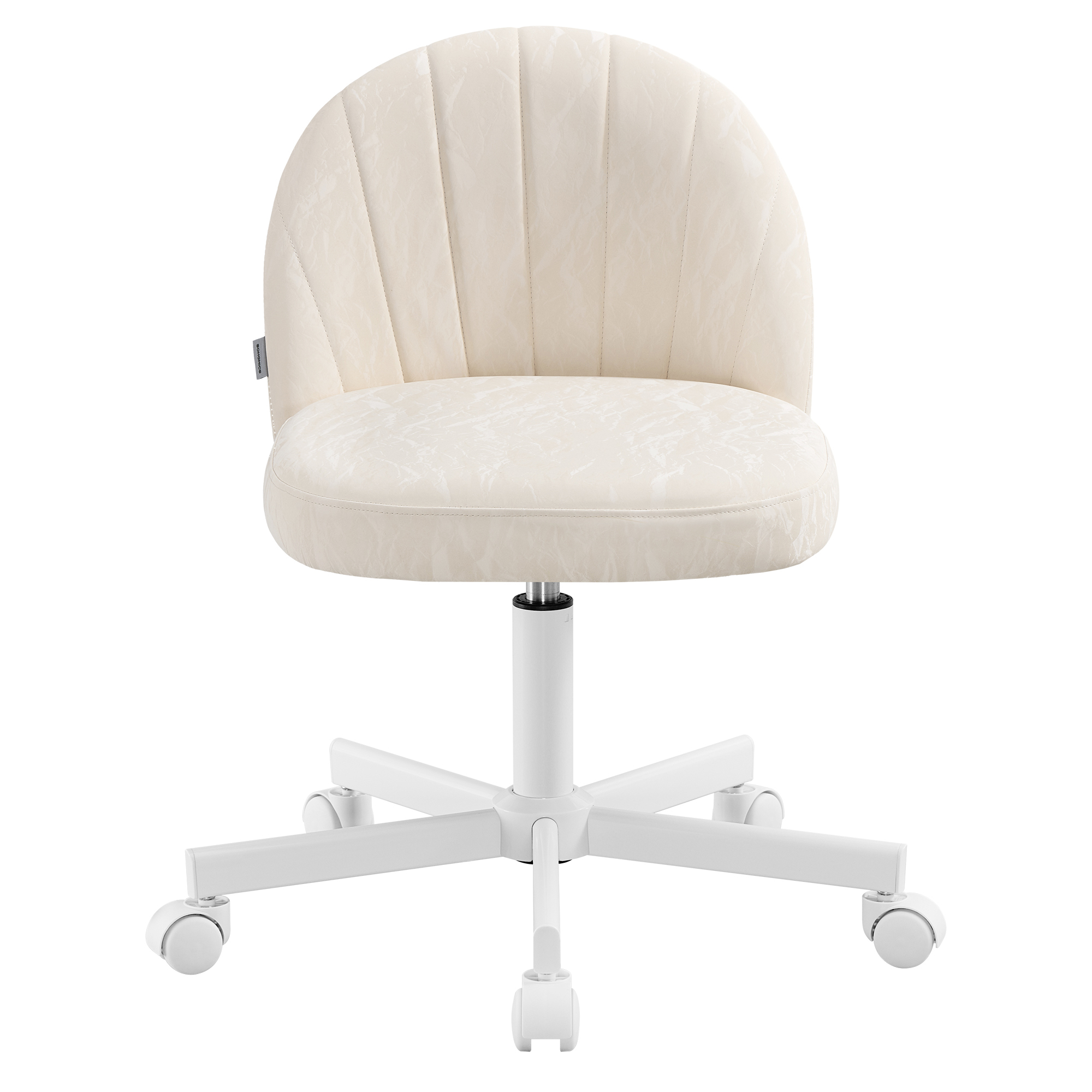 SONGMICS Höhenverstellbarer Schminkstuhl aus PU Leder in Weiß OBGB35027W101