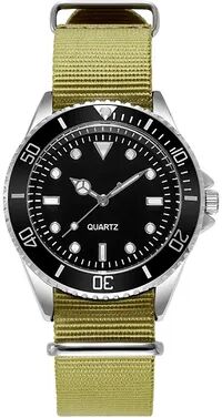 Friendly Fresh Finds Diver Style Watch With Japan Movement And Rotating Bezel Fabric Strap Dial For Adventurers yellow Green