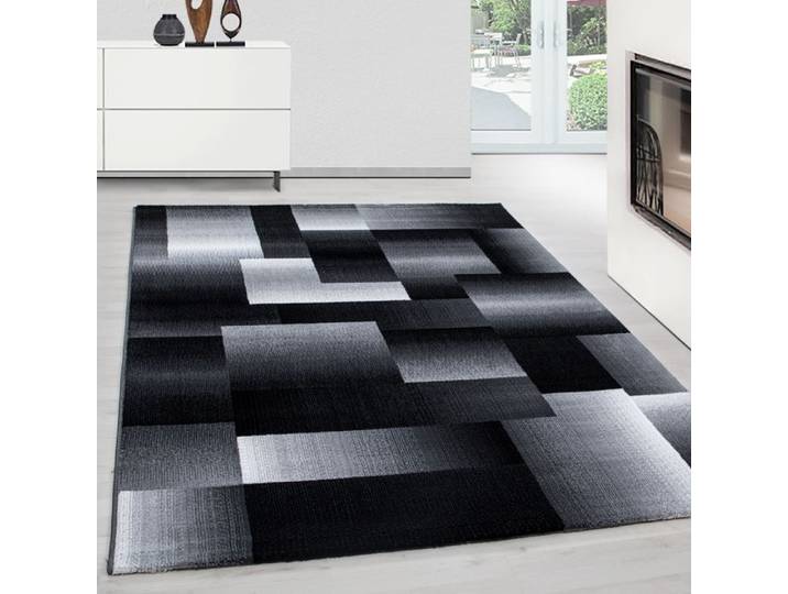Teppium Tapis de Salon Moderne Tapis moelleux Noir 240x340 cm - Design à Carreaux Abstraits