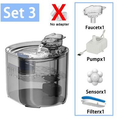 Inspired Finds 2.2L Intelligent Cat Water Fountain With Ultra Quiet Pump & Filter System trans+faucet+pump+sensor+filte