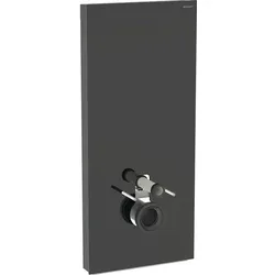 Monolith Sanitärmodul für Wand-WC, 114 cm, Frontverkleidung aus Glas: Glas schwarz, Aluminium schwarzchrom