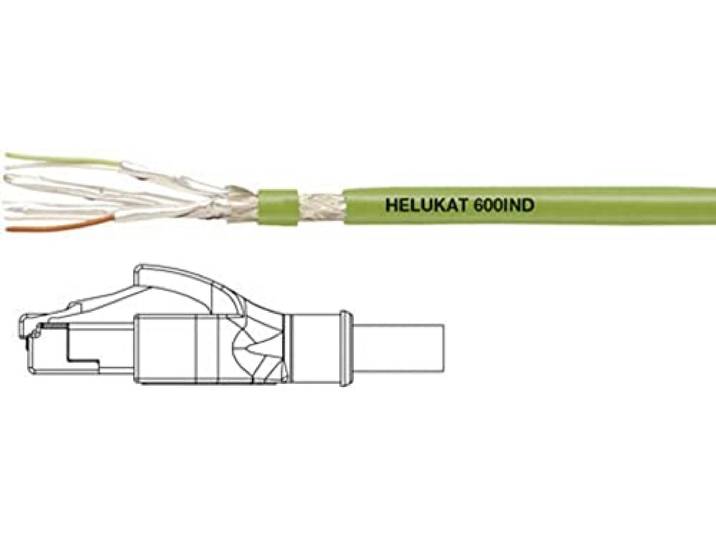 Helukabel 806623 RJ45 network cable, patch cord CAT 6a S/FTP 10.00m green PUR-Mantel, Geflechtschirm