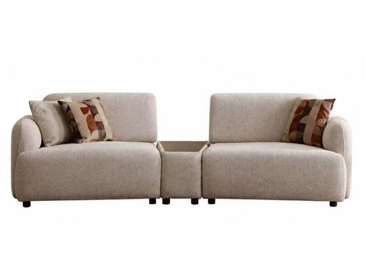 JVmoebel 3-Sitzer Wohnzimmer Sofa Moderner Stil Beige Holzgestell Kissen Entspannend, 1 Teile, Made in Europa