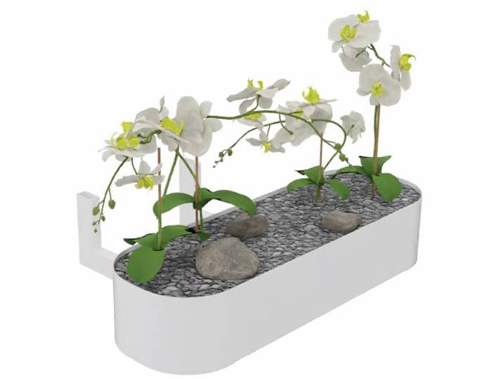Bac de plantes artificielles pour table Station O - 4 orchidées - Blanc