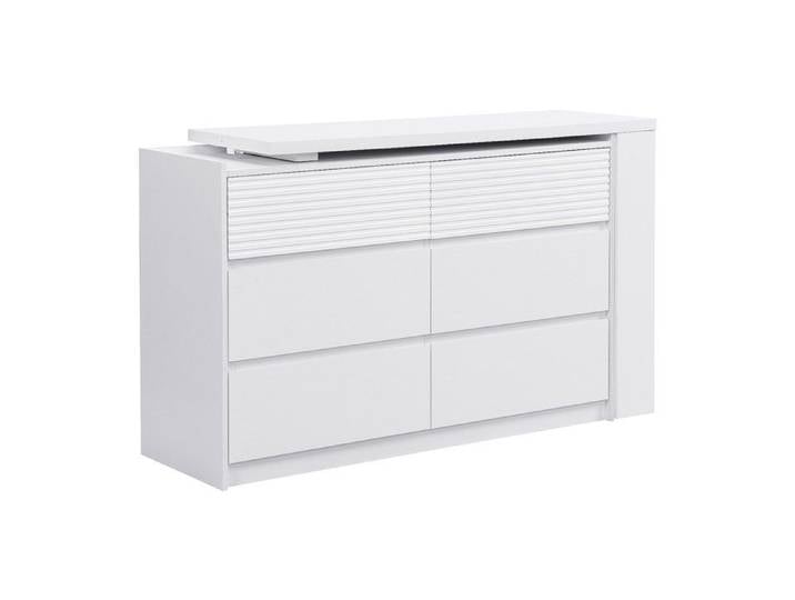 Commode coiffeuse 6 tiroirs et 3 niches - Blanc - BOPANIA