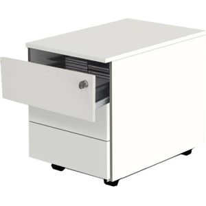 Kerkmann Rollcontainer Milano 4647, aus Holz, weiß, mit 3 Schubladen & Materialschale, abschließbar
