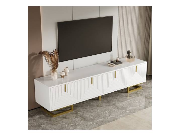 Odikalo TV-Schrank TV-Ständer TV Bank Lowboard Fernsehschrank Medienschrank Weiß Schwarz 160*38*44,5cm