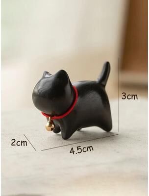 Uplift Essentials Feline Narrative Sculpture High Definition Hand Carved Cat Architectural Ornament black