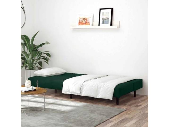KTHLBRH Schlafsofa 2-Sitzer Samt Dunkelgrün Holzgestell, Schaumstoff, umwandelbar, 110 kg, 200 x 100 cm