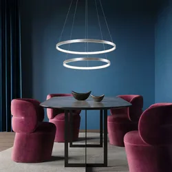 LED Hängeleuchte Ring-Design Esszimmerlampe Höhenverstellbar Pendelleuchte Ringe, 45W 5330Lm warmweiß, DxH 50x80-120 cm