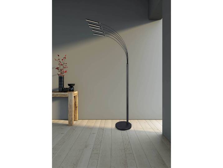 LED-Stehleuchte Reed 31 x 196 x 86cm Silber/Silber Kunststoffart: Polyethylen Material: Metall, Kunststoff Metallart: Aluminium Oberfläche