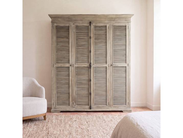 Armoire 4 portes effet vieilli, L190 cm