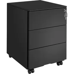 tectake Aktenrollschrank Magna mit 3 abschließbaren Schubladen  Schwarz