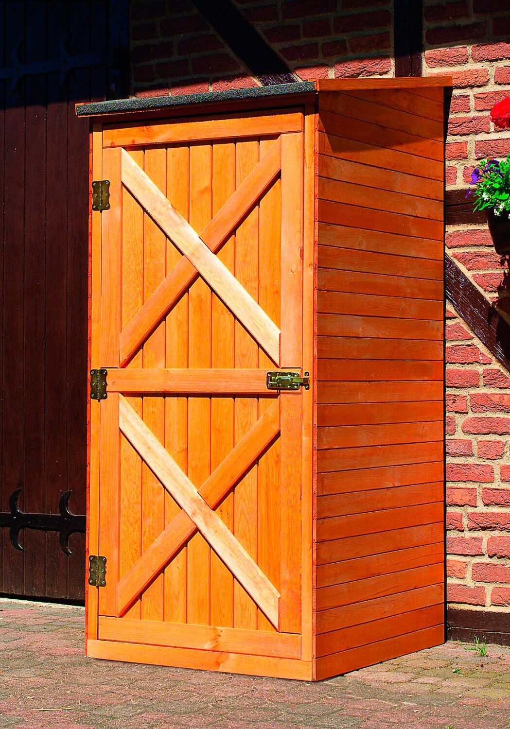 Garten-Geräteschrank PROMADINO "Pforzheim", braun (honigbraun), Holzwerkstoff, Gerätehäuser, Garten-Geräteschrank