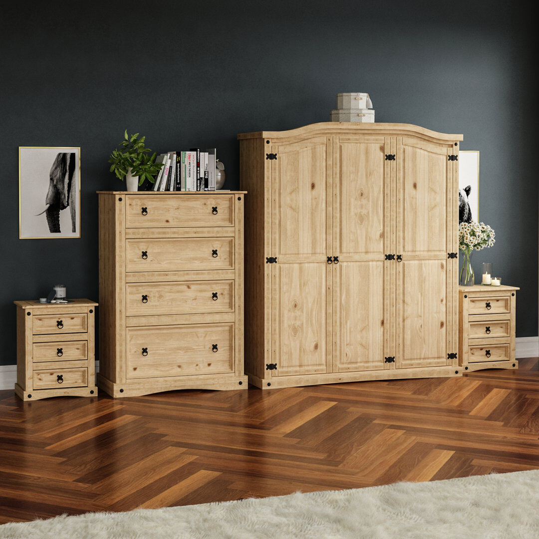 17 Stories Natrone 4 Piece Pine Solid Wood Bedroom Set Pine