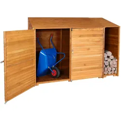 Geräteschuppen MCW-J75, Geräteschrank Gerätehaus, Holz gebeizt MVG-zertifiziert, 180x250x93cm ~ naturfarben