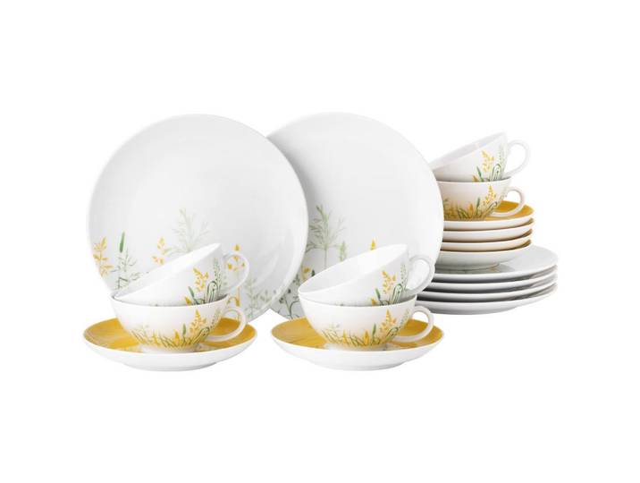 Seltmann Weiden Teeservice Liberty Meadow Grasses gelb 18-tlg., Gelb, Keramik, 18-teilig, Rund, 20.6x28.4x20.6 cm, Geschirr, Geschirrsets, Kaffeeservice