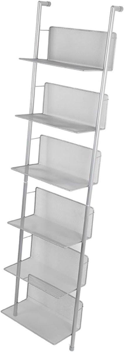 Staande Boekenplank en Magazinehouder met 6 Niveaus, Hoogte: 69 cm, Metaal