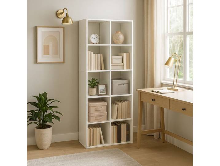 Bibliothèque à 10 Cubes Bibliothèque Polyvalente pour Salon Bureau Chambre Blanc