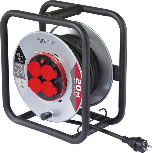 Sygonix SY-10236117 Kabeltrommel 20m Schwarz Schutzkontakt-Stecker