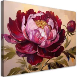 WANDBILD blume pfingstrose rot gemalte