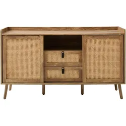 SIDEBOARD mit 2 Türen und 2 Schubladen mit Rattanfronten 39/140/80 cm