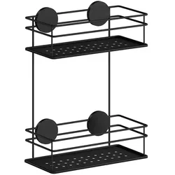 Smedbo Duschkorb doppelt in Edelstahl Schwarz, Selbstklebend BB1312