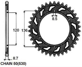 SUNSTAR 1-5505-44 Tandhjul