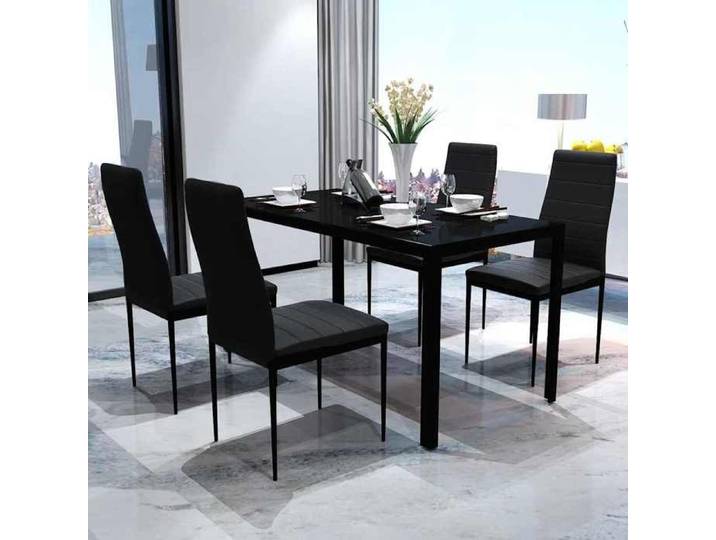 Promo été Ensemble de table pour salle à manger (cinq pièces)- SWEETY - Table de salon + 4 chaises de cuisine - noir 105x60x74cm 24