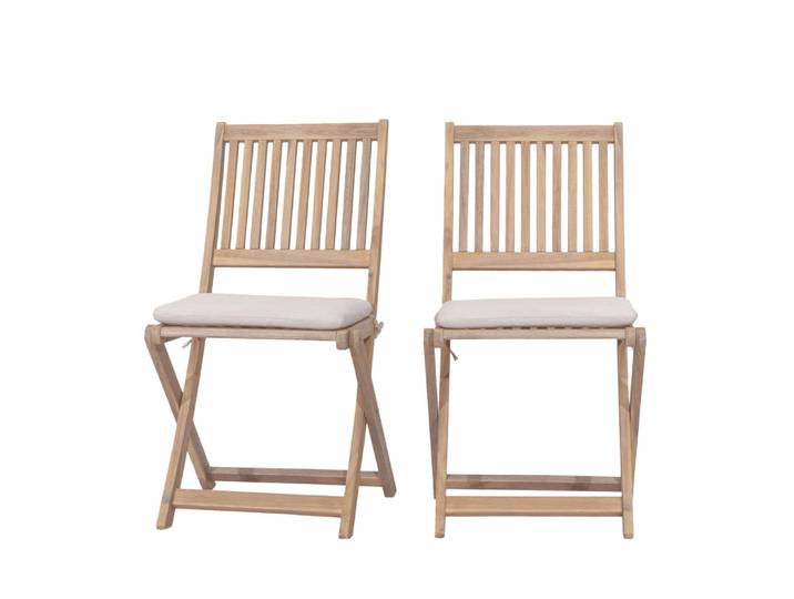 Lot de 2 chaises de jardin pliantes en bois - bois clair