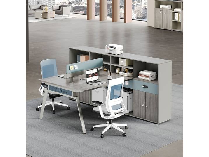 Bureau double modulaire moderne, mobilier de bureau, style panneau bois, bureau debout, cloison de séparation commerciale