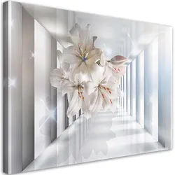 LEINWANDBILD Blumen im 3D Korridor 60x40cm