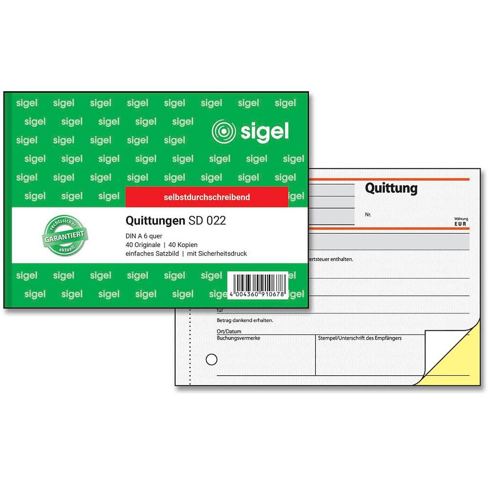 sigel Quittung SD022 MwSt. separat ausgewiesen