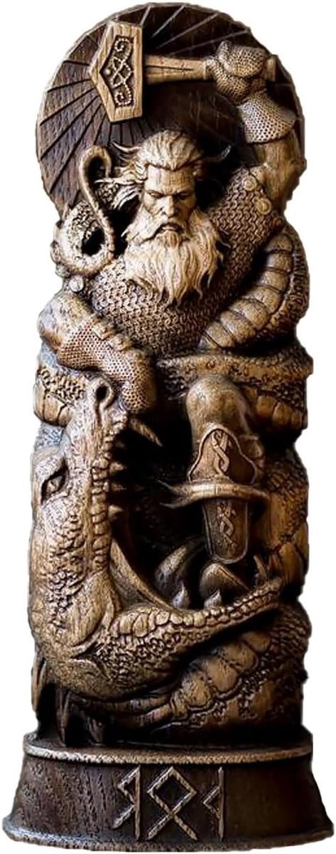 Odin Thor Hamer Beeld - Gedetailleerd Hars Beeld voor Viking Decoratie en Mythologie