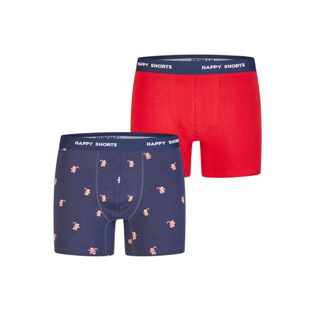 Happy Shorts Heren boxershorts kerst 2-pack donkerblauw/grijs