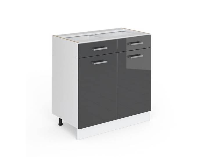 Meuble cuisine R-Line 80cm sans PT Anthracite Haute brillance/Blanc Vicco 29250