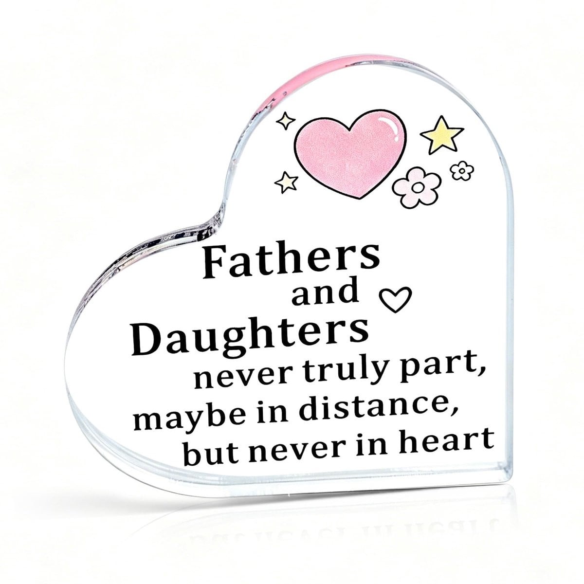 Hartvormige Acryl Plaquette met Typografie - Sentimenteel Cadeau voor Vader