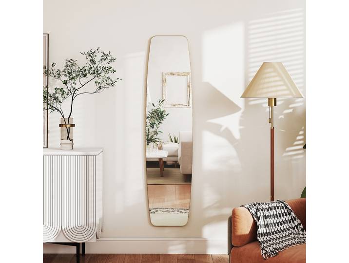 HOMCOM Miroir Ovale 160x40cm Moderne Métal Bois Doré