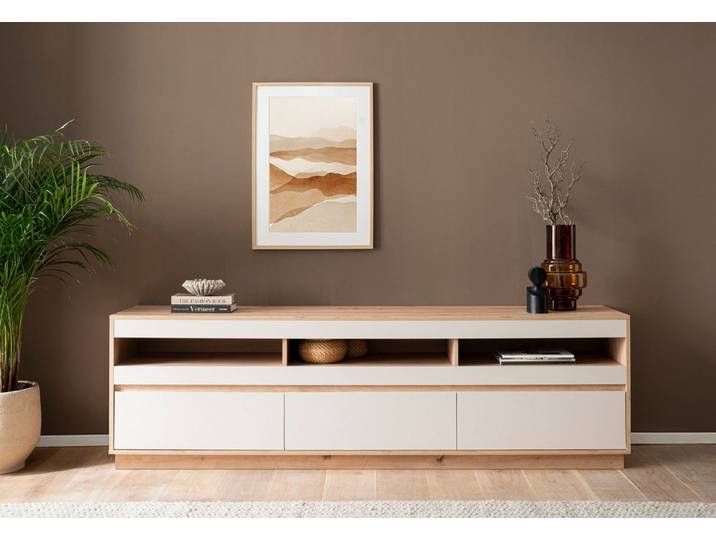 Home affaire Lowboard Sonora, moderner TV-Unterschrank, Kommode in Eiche Artisan, TV-Schrank, filigrane Rahmenoptik, ausreichend Stauraum, vielseitig einsetzbar