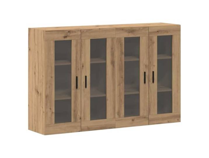 GHVBNMF Hängeschrank 2er Set Artisan-Eiche mit Glastüren 69,5x34x90 cm Zwei elegante Wandvitrinen aus Holzwerkstoff bieten Platz für Deko im Wohnzimmer sowie Schutz vor Staub durch Glastüren.