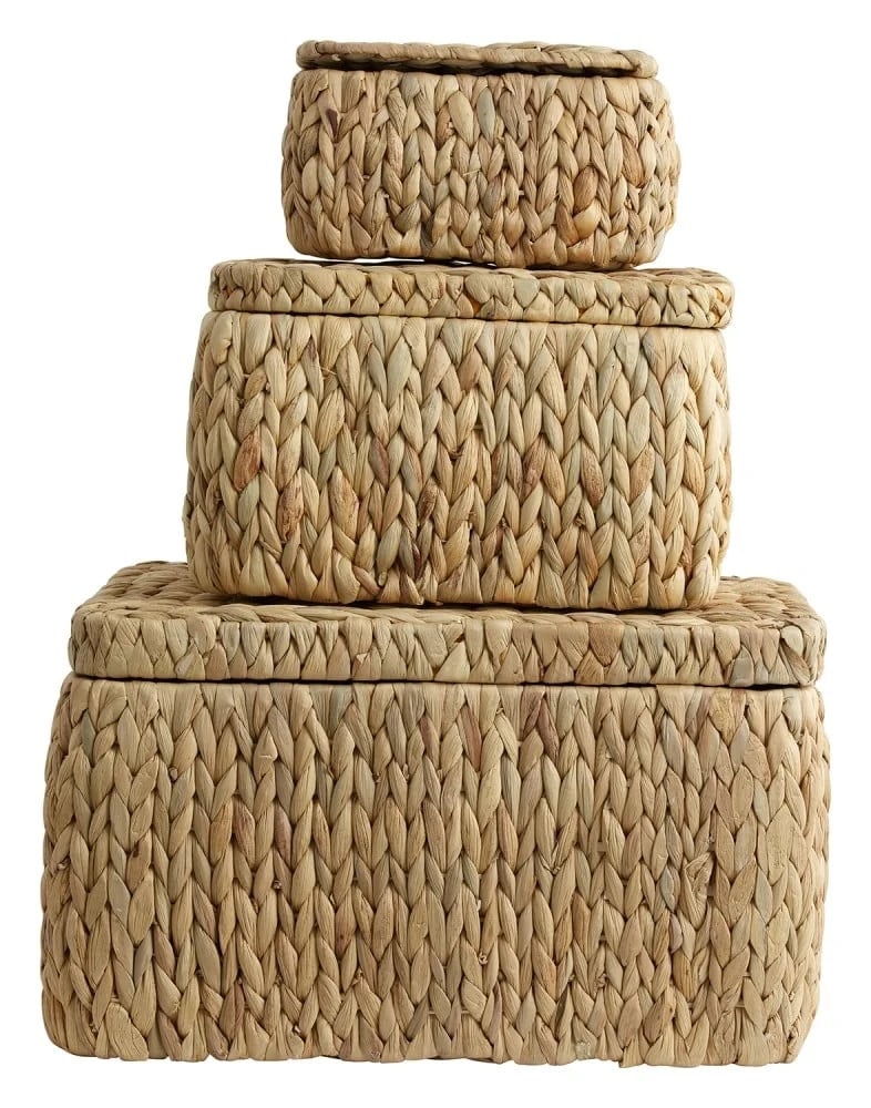 Nordal Osa opbergmanden set van 3 stuks open weave rattan