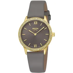 Boccia 3382-03 Quarzuhr für Damen Titan mit Lederband Braun/Goldfarben