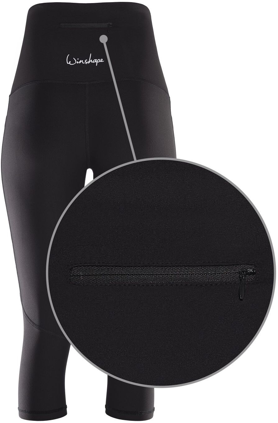 Leggings WINSHAPE "¾-Functional Comfort HWL215C", Damen, Gr. L, Normalgrössen, schwarz, 85% Polyester, 15% Elasthan, Hosen Leggings, High Waist mit praktischen Taschen schwarz L, Normalgrössen