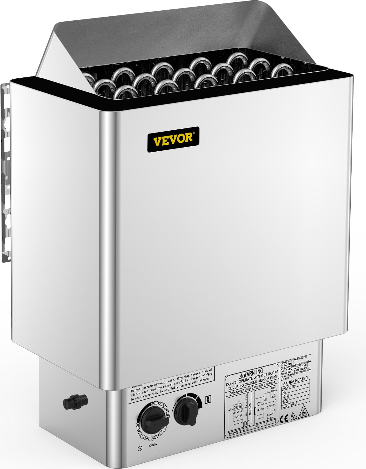 VEVOR Saunaoven Sentiotec 9kW, elektrische roestvrijstalen saunaoven voor 9-13 m³, 380V-415V, 2 standen
