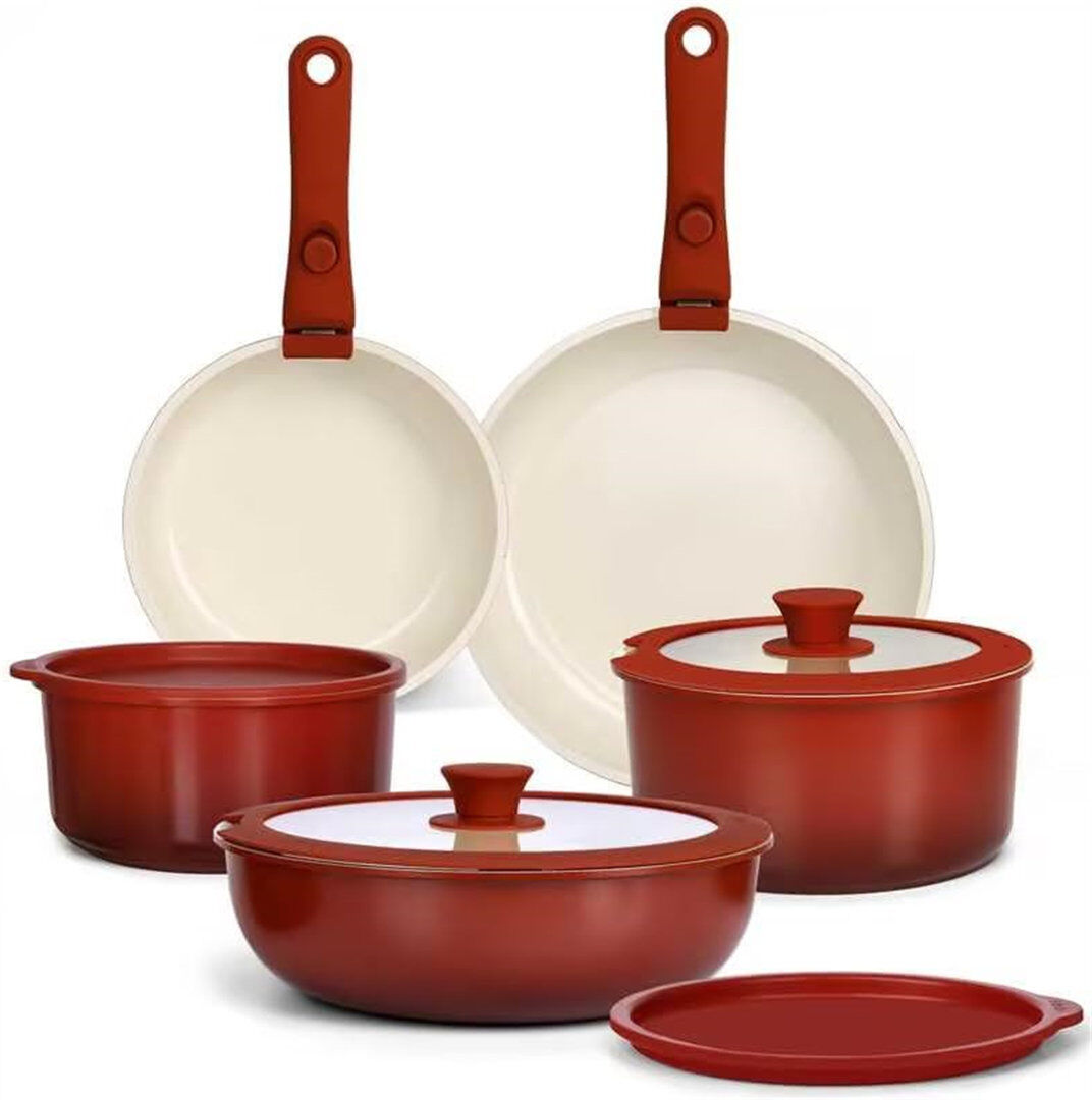 E Cairns 11 - Piece Cookware Set Red 11