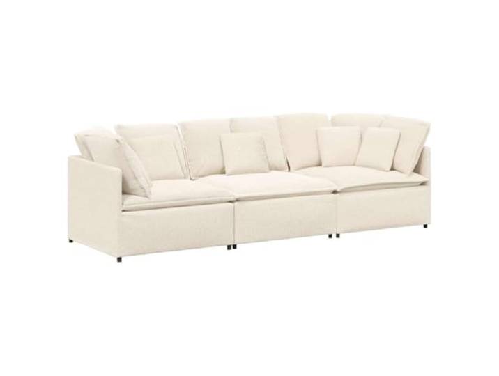 VIHHQGC Modulares Sofa 3 Teile Creme mit Kissen Stabiler Metallrahmen, Holzarmlehnen, Textilene-Sitzflächen, vielseitig kombinierbar