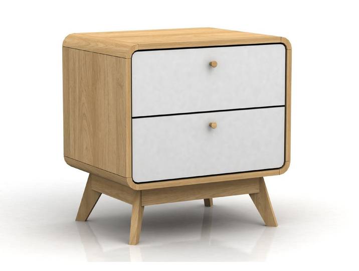 loft24 Nachtschrank Caitlin Nachttisch mit 2 Schubladen, MDF, Skandinavisches Design, modern
